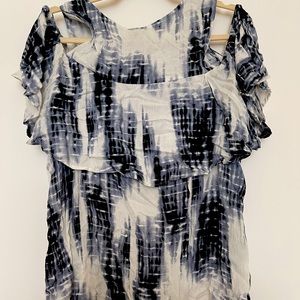 Bobeau Tie-Dye Women's Ruffled Cold-Shoulder Blouse